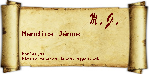 Mandics János névjegykártya