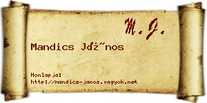 Mandics János névjegykártya