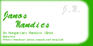 janos mandics business card