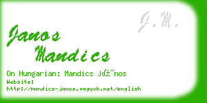 janos mandics business card